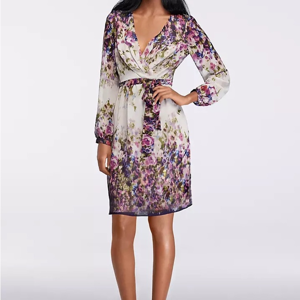 Watercolor Faux-Wrap Dress